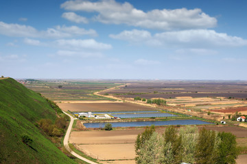 farm with fish pond landscape