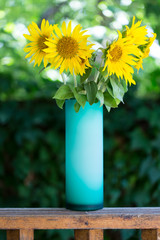 Sunflowers in a glass vase.