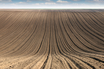 Naklejka premium plowed field country landscape spring season