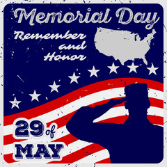 Obraz premium Vintage Memorial Day greeting card, banner or poster.