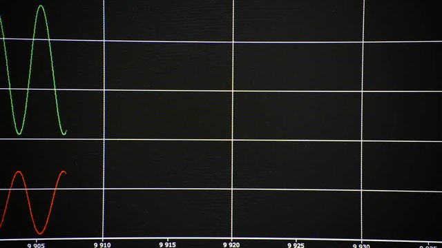 sine wave is displayed on the black screen.