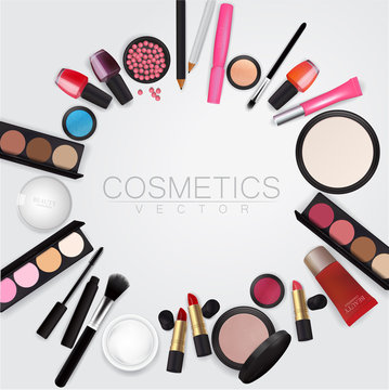 Sets of cosmetics on White Background Vector