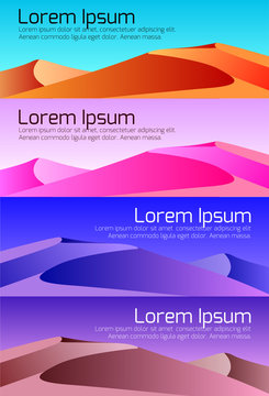 Set of desert landscape banners. Day and night. Vector background for your design