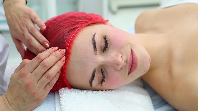 Neck end head massage in spa.