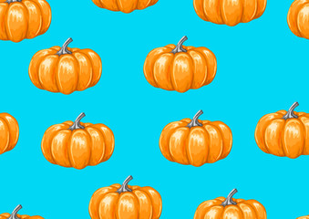Seamless pattern with pumpkins. Decorative ornament from vegetables