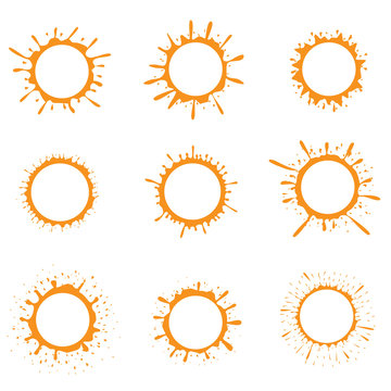 Orange paint splash sun icons
