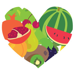 Heart form fruits. Vector design element