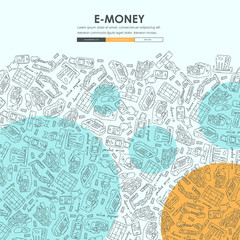 Obraz premium e-money Doodle Website Template Design