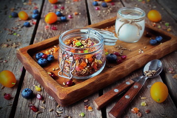 homemade granola with yogurt for Breakfast