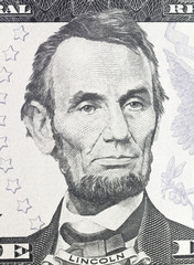 Lincoln Abraham  portrait on dollar bill