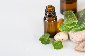 Aloe vera extract and fresh aloe vera leaves