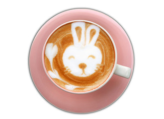 A cup of bunny latte art coffee