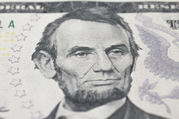Lincoln Abraham  portrait on dollar bill