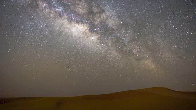 The Milky Way galaxy moving over the Desert range on a background