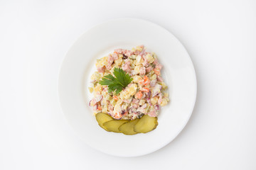 Olivier Salad with cornichons