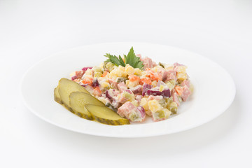 Olivier Salad with cornichons