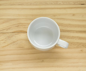 White put the empty glass on wood.