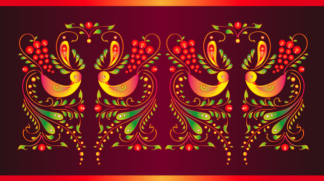 beautiful bird,color floral ornament,