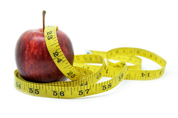 Red apple with measure tape