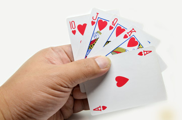 Playing cards in hand