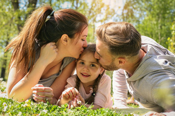 Happy family outdoor.