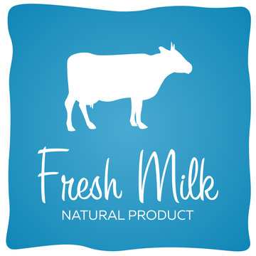 Fresh Milk natural product. Banner with cow. Vector illustration.