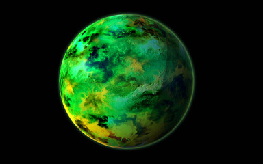 Green planet 3d illustration, watercolor texture