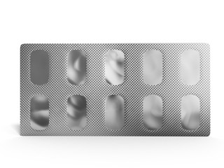 Pills Package Blister back side 3D illustration on white