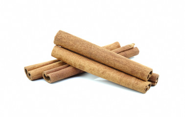 Cinnamon on white background.