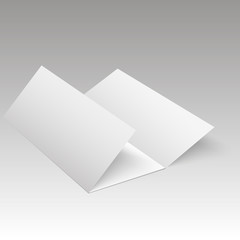 Blank Trifold white template paper with soft shadows. Vector
