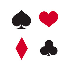 Playing card symbols on white background. Card symbols, icons. Casino concept. Vector
