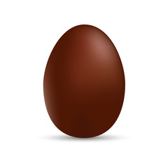 Brown sweet chocolate egg on white background. Vector illustration
