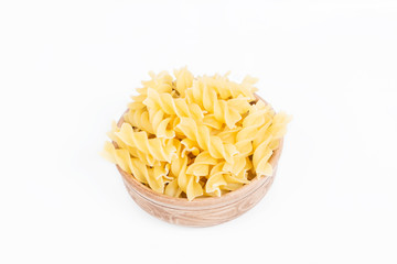 Raw pasta in a dish