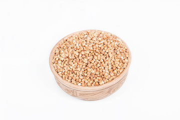 Raw buckwheat in a dish