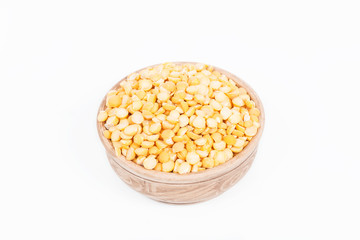 Raw pea in a dish