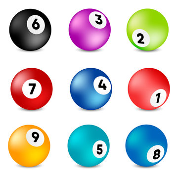 Bingo lottery balls.  . Vector lottery number balls set colorful. Vector illustration