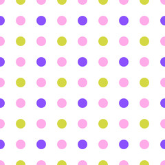 Seamless pattern with colorful  polka dot fabric, wallpaper  . Vector