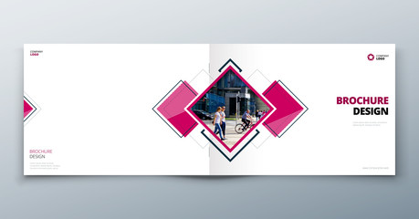 Landscape Brochure design. Corporate business template for rectangle brochure, report, catalog, magazine. Corporate Business Annual Report Cover, pink brochure or flyer design
