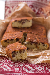 Fototapeta na wymiar Semolina Cake with raisins