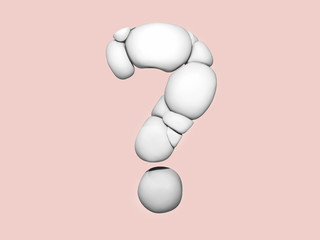 Question mark sing. Abstract bubbles in a shape of a question mark. 3D illustration
