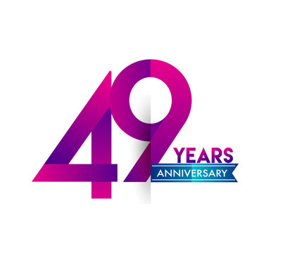 forty nine years anniversary celebration logotype colorful design with blue ribbon, 49th birthday logo on white background