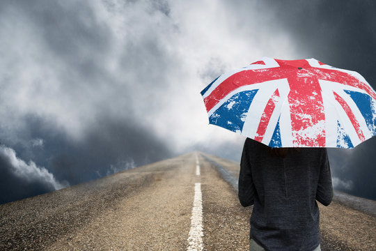 angleterre pluie climat m&eacute;t&eacute;o royaume uni parapluie grande bretagne drapeau symbole l&eacute;gende mauvais temps route avenir brexit politique chemin