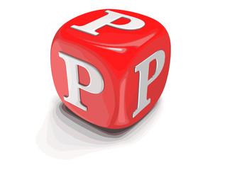 Dices with letter P. Image with clipping path 