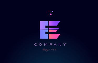 e creative blue pink purple alphabet letter logo icon design