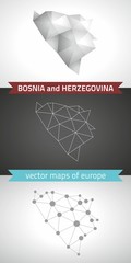 Bosnia and Herzegovina collection of vector design modern maps, gray and black and silver dot contour mosaic 3d map