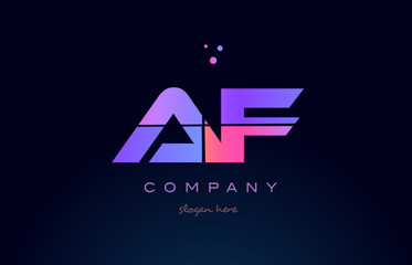af a f creative blue pink purple alphabet letter logo icon design