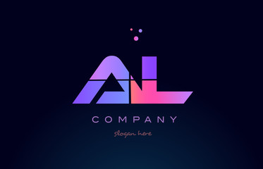 al a l creative blue pink purple alphabet letter logo icon design