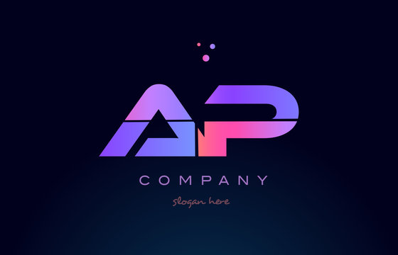 ap a p creative blue pink purple alphabet letter logo icon design