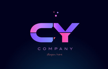 cy c y creative blue pink purple alphabet letter logo icon design