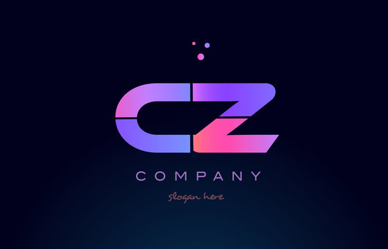 cz c z creative blue pink purple alphabet letter logo icon design